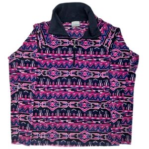 Colombia Pink‎ and Blue Colorful Lightweight 1/2 Zip Hiking Fleece Pullover